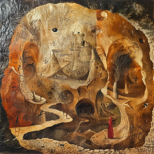 Lascaux cave art in the style of Remedios Varo-2