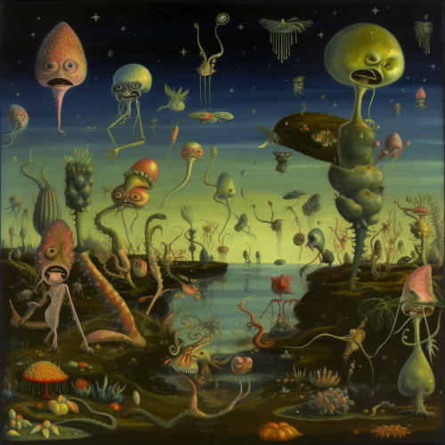 The Garden of Earthly Delights but on an alien plant w -2