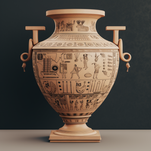 a Greek Urn with images of robots in the Greek classic
