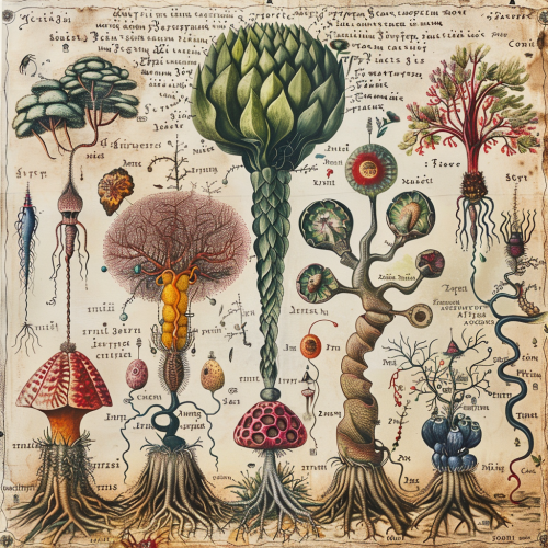 a beautiful artistic schematic of plants being intelli fde49f02-5d17-4c40-870f-cff3977c2c9e