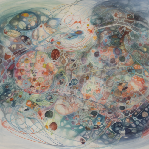 a beautiful painting Cellular signaling pathways as pl -1