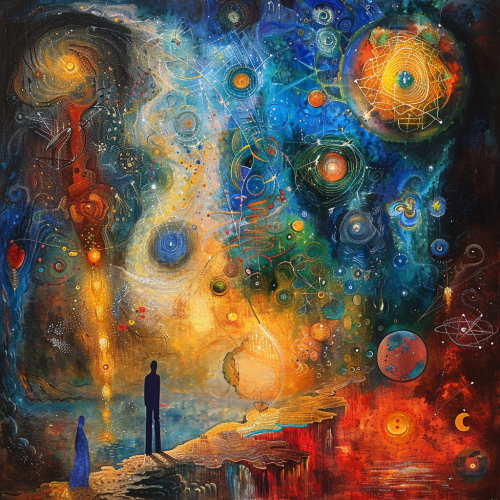 a beautiful painting in the style of Marc Chagal and R b11921c2-4dc0-43c1-a33e-8eee112f70c3