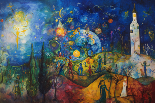 a beautiful painting in the style of Marc Chagal of di 1