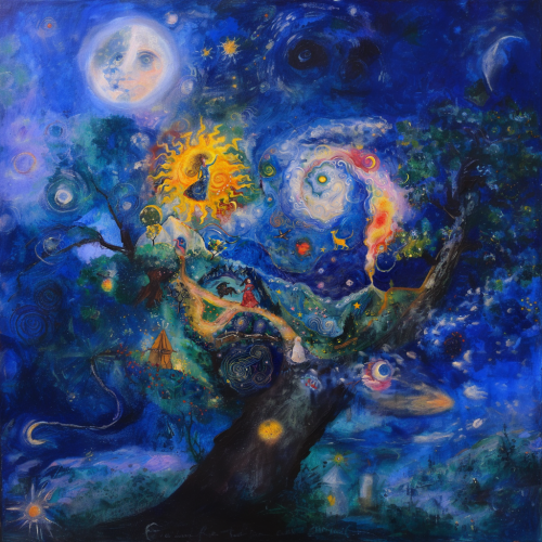 a beautiful painting in the style of Marc Chagal symbo 78d770fe-9849-4a88-9cab-539dc4c4628d