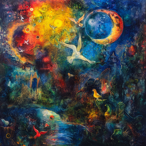 a beautiful painting in the style of Marc Chagal symbo b86c0bb7-d331-41b5-ba9c-87edff077e84