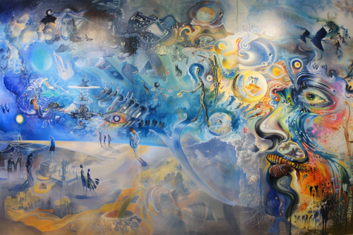 a beautiful painting in the style of Salvador Dali and 0