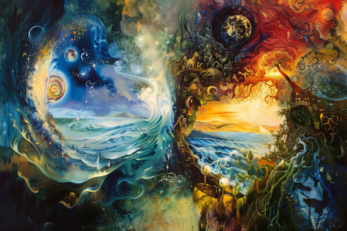 a beautiful painting in the style of Salvador Dali and 3