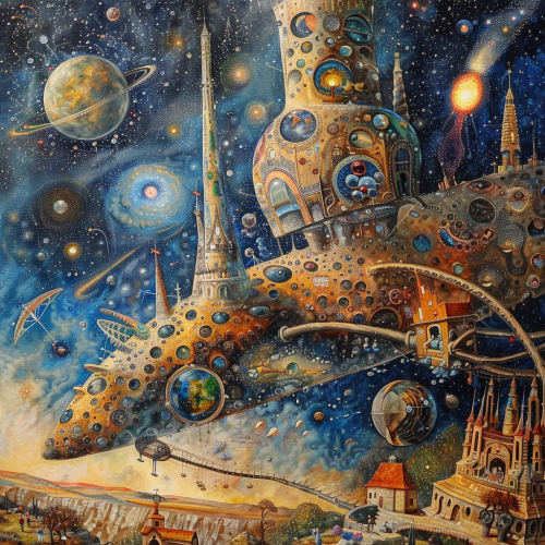 a beautiful painting in the styles of Marc Chagal and  6597b2cf-657d-43a4-a552-46284f36ace4