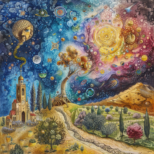 a beautiful painting in the styles of Marc Chagal and  ba79d2a5-2c74-4a30-9516-ed96753e9c15