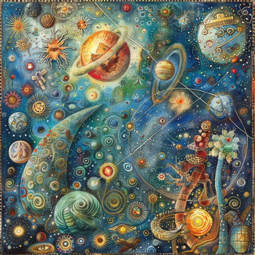 a beautiful painting in the styles of Marc Chagal and  e4e11fa1-b8ba-43d3-a110-b2eca33f1586