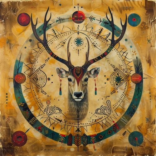 a beautiful painting of the Reindeer Shaman symbols b2