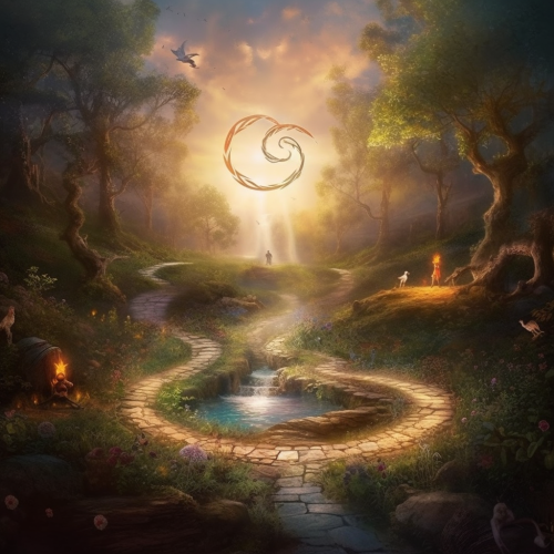 a beautiful spiritual image of the possible paths -3