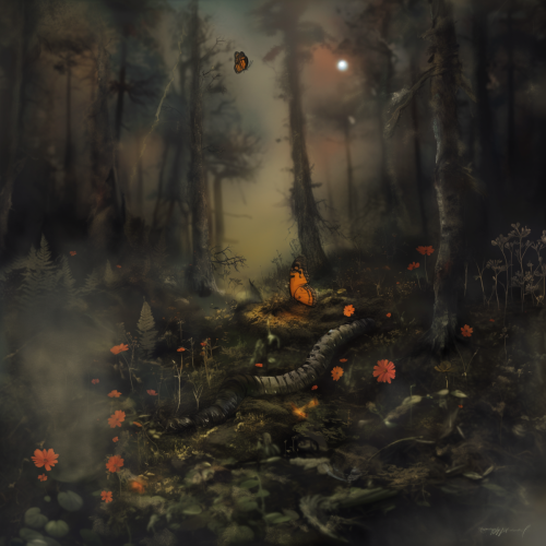 a caterpillar recoiling from a butterfly 8bd9d