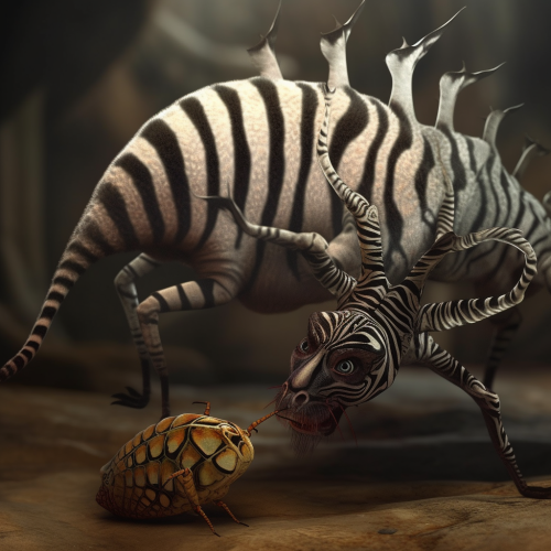 a chimera thats part zebra and part spider 92364