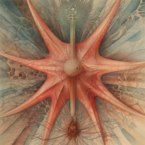 a circulatory system of a starfish in the style of rem-1