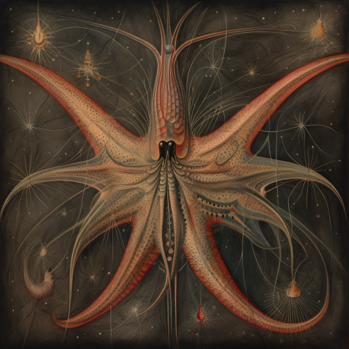 a circulatory system of a starfish in the style of rem-3