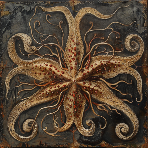 a circulatory system of a starfish in the style of rem-4