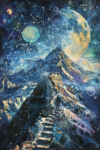 a cosmic mountain landscape full of mathematical compu 75b1f