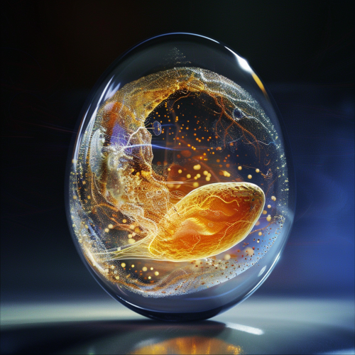 a cross-section of a chick embryo inside an egg with e-2