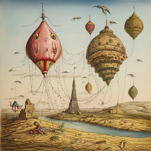 a painting done in a combination of styles of Salv-3