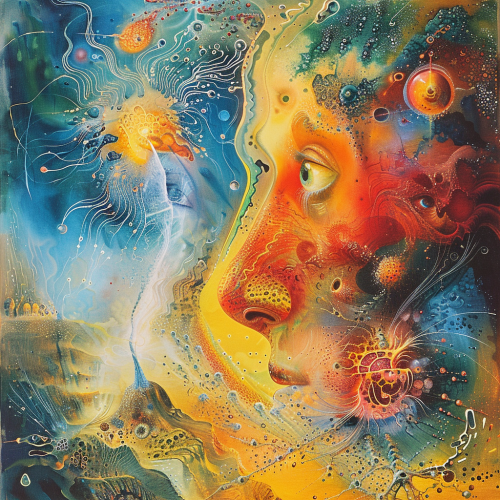 a painting in the style of Hallucinogenic Toredor by S -4