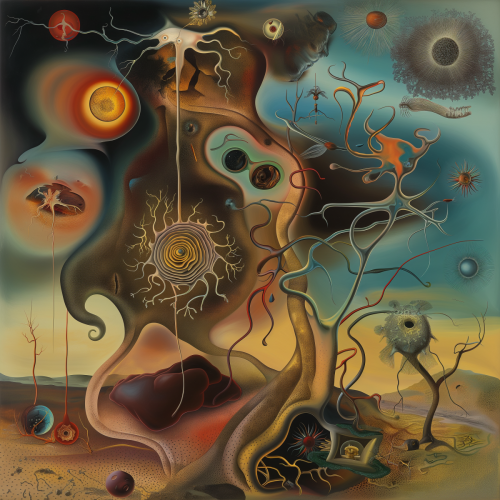 a painting in the style of Hallucinogenic Toredor by S 