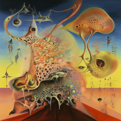 a painting in the style of Hallucinogenic Toredor by S 6