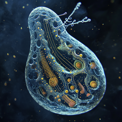 a paramecium in the shape of musical instrum-1