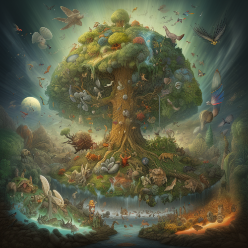 a scene of ecology with many different life forms 