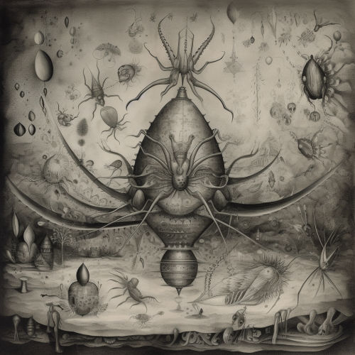 a transmission electron micrograph in the style of Leo a91122e0-01f6-40af-a1c8-0af451c2894e