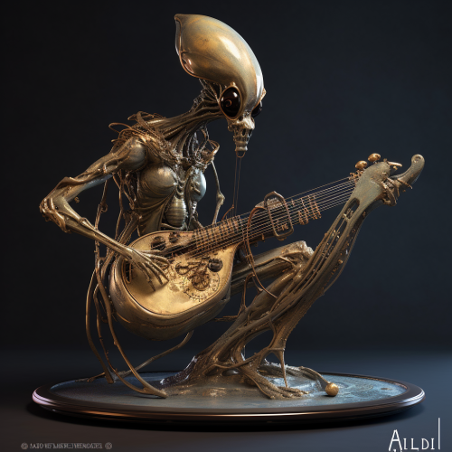 alien musical instruments in the style of the artist S c599e31c-e0ed-42f0-88c1-645eb9042095