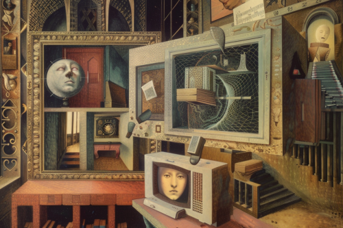 an algorithm inside a computer in the style of Remedio-3