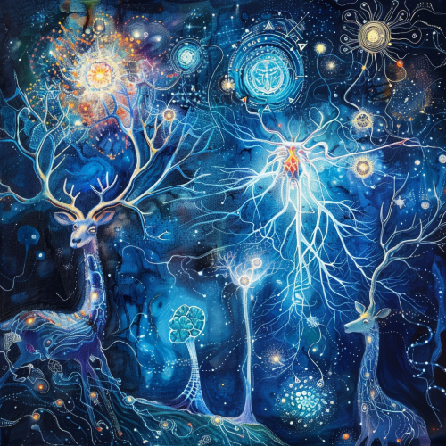beautiful painting of neurons cells and bioelectricity 24