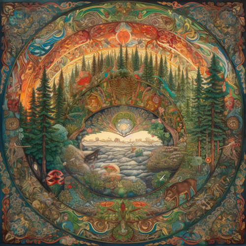 consciousness throughout nature in the style of Ru-1