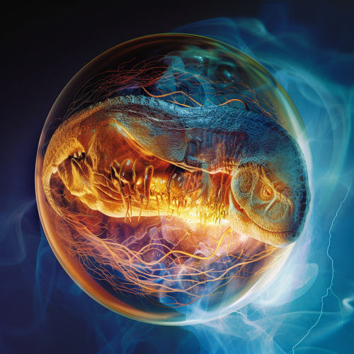 cross section of a dinosaur embryo in its egg and a ma-1