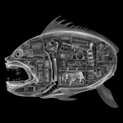 highly detailed MRI of inside organs of a giant monste 98fda