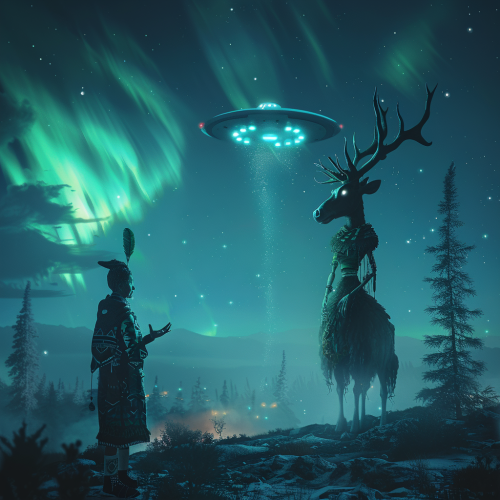 night in the low arctic with Northern Lights aurora an a8