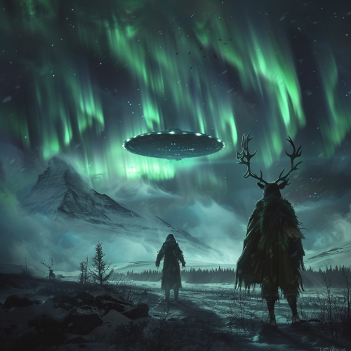 night in the low arctic with Northern Lights aurora an c8