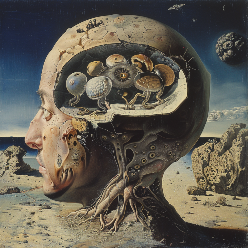 planaria inside the brain in the style of Salvador Dal c-2