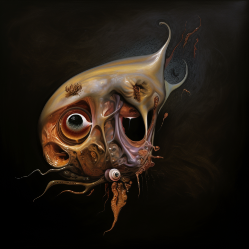 planaria inside the brain in the style of Salvador Dal c