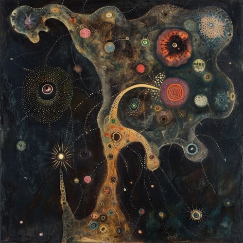 protozoa in the style of the artist Samuel Bak and Leo 3989cb5a-8e36-4d63-a7e3-575466e752aa